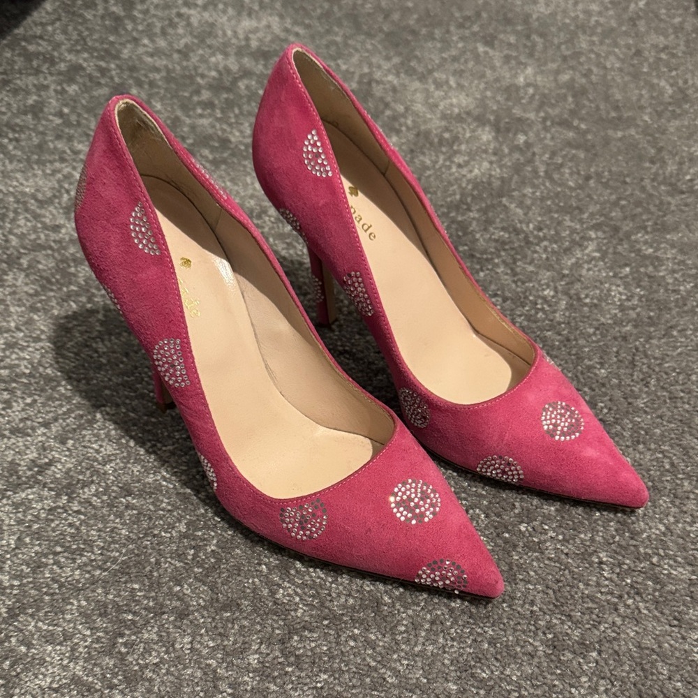 Kate Spade Fuchsia and White Polka Dot Heels